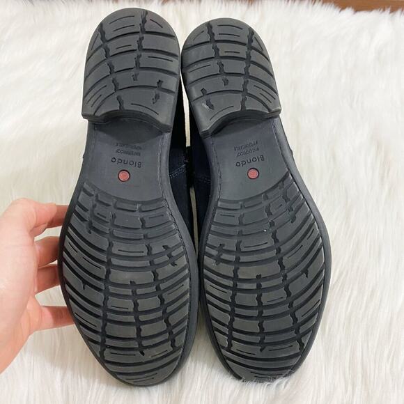 Blondo Black Suede Moto Boots Sz 9.5 Side Zip Waterproof Fleece Lined Round Toe - Picture 6 of 12